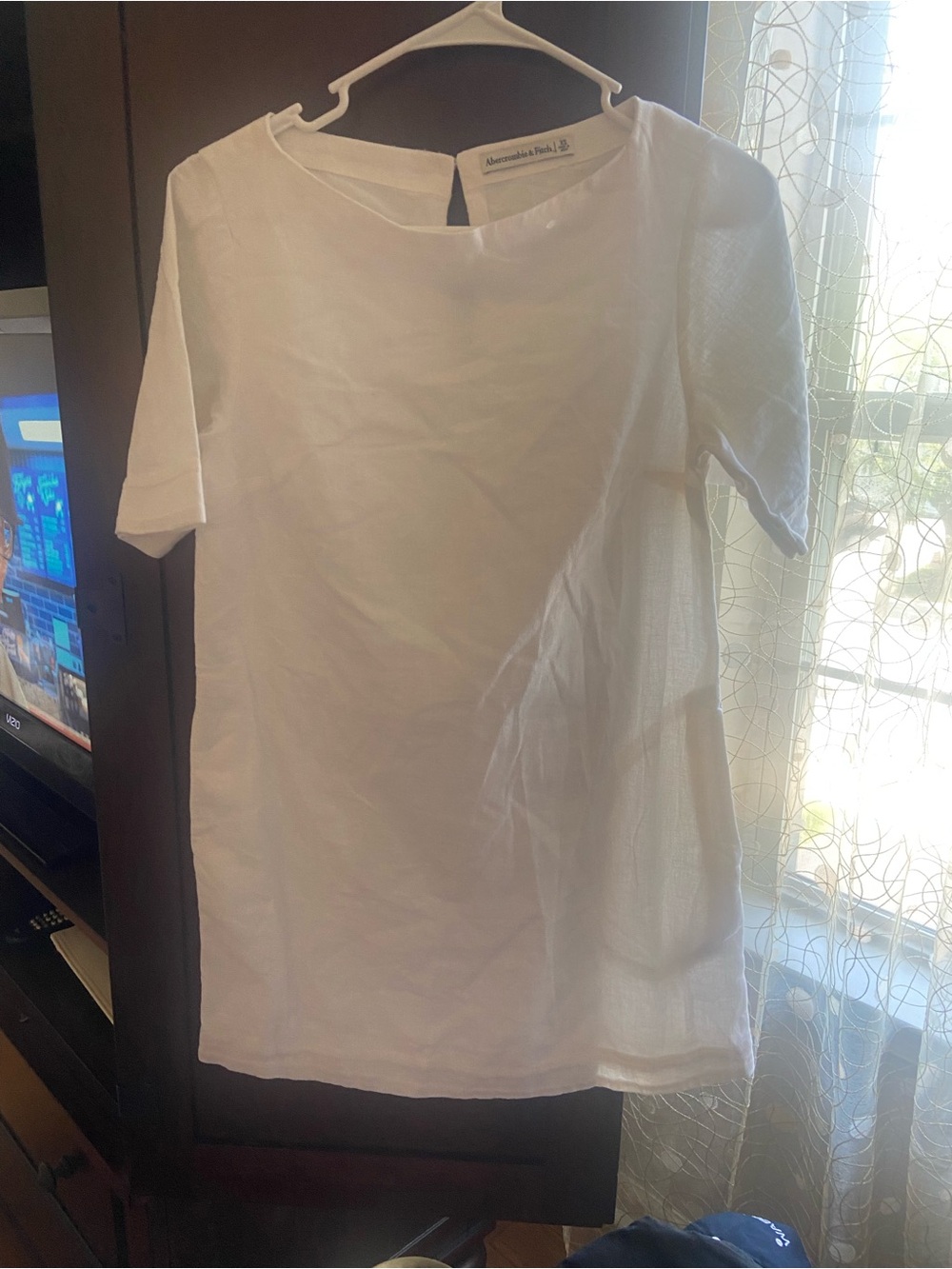 Abercrombie & Fitch White Women's Short Sleeve Mini Dress